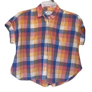 Madewell Multicolor Plaid Button-Down Shirt (Blue, Pink, Yellow, White)